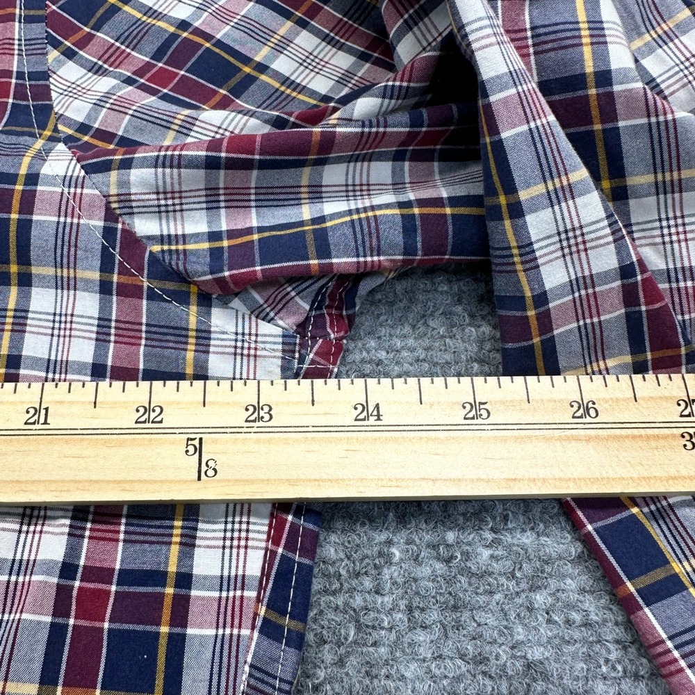 J.Crew Secret Wash Plaid Shirt Mens Large Navy Burgundy Classic Fit Button Down - Picture 3 of 6